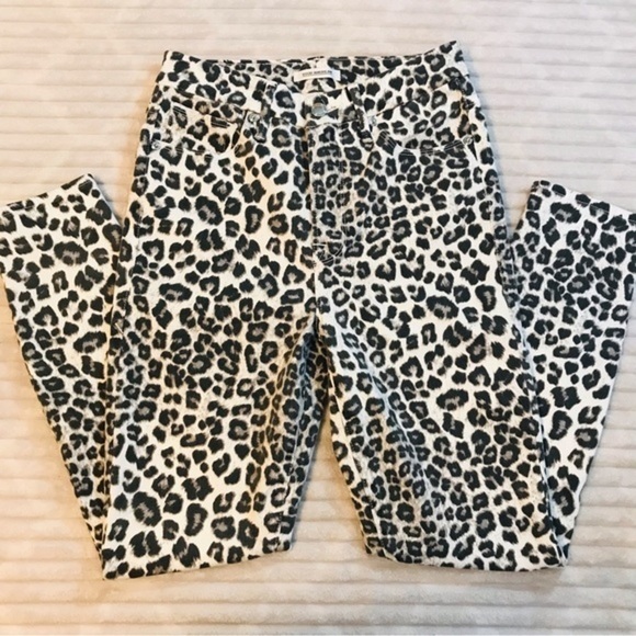 Good American Good Waist Crop Skinny Jeans White SNOW LEOPARD print size 8 29 - Picture 8 of 13